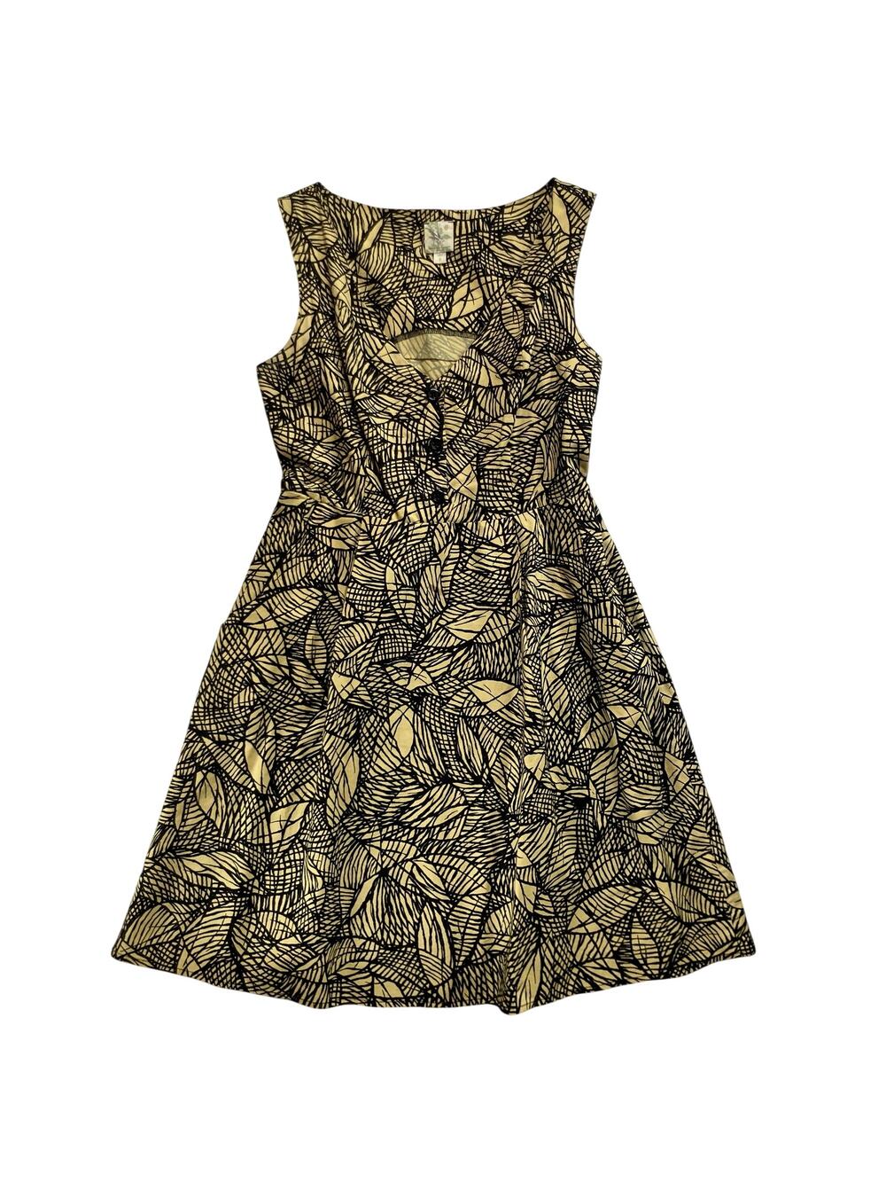 Anthropologie Weston Wear Leaf Print Mini Dress Retro Rockabilly Indie